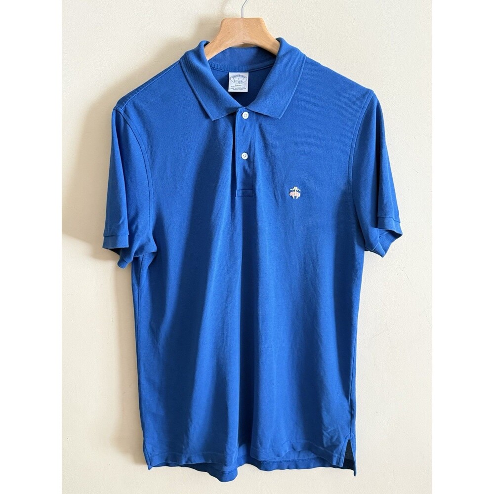 Brooks Brothers Polo Mens L Slim Fit Performance Supima Cotton Short Sleeve Blue